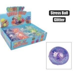 Novelty ball stress w/glitter 6cm