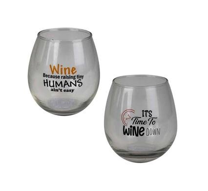 Tumbler glass wine stemless w/print 475m