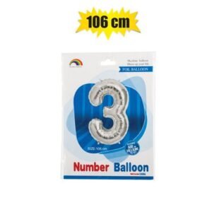 Balloon helium foil silver 3 102cm f-04