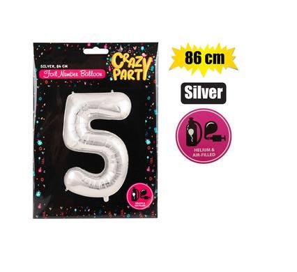 Balloon helium foil silver 5 86cm f-03