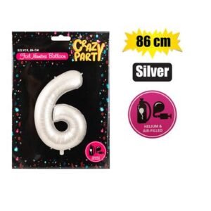 Balloon helium foil silver 6 86cm f-03