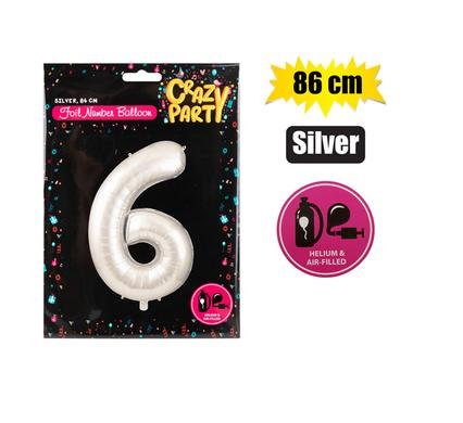 Balloon helium foil silver 6 86cm f-03