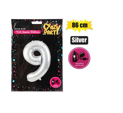 Balloon helium foil silver 9 86cm f-03