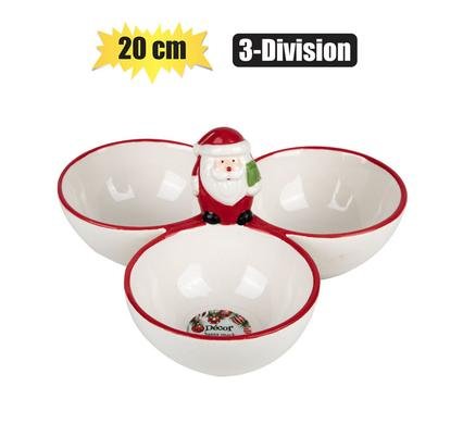 Xmas table decor santa snack bowl 3 div